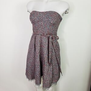 AEO strapless floral dress tulle hem